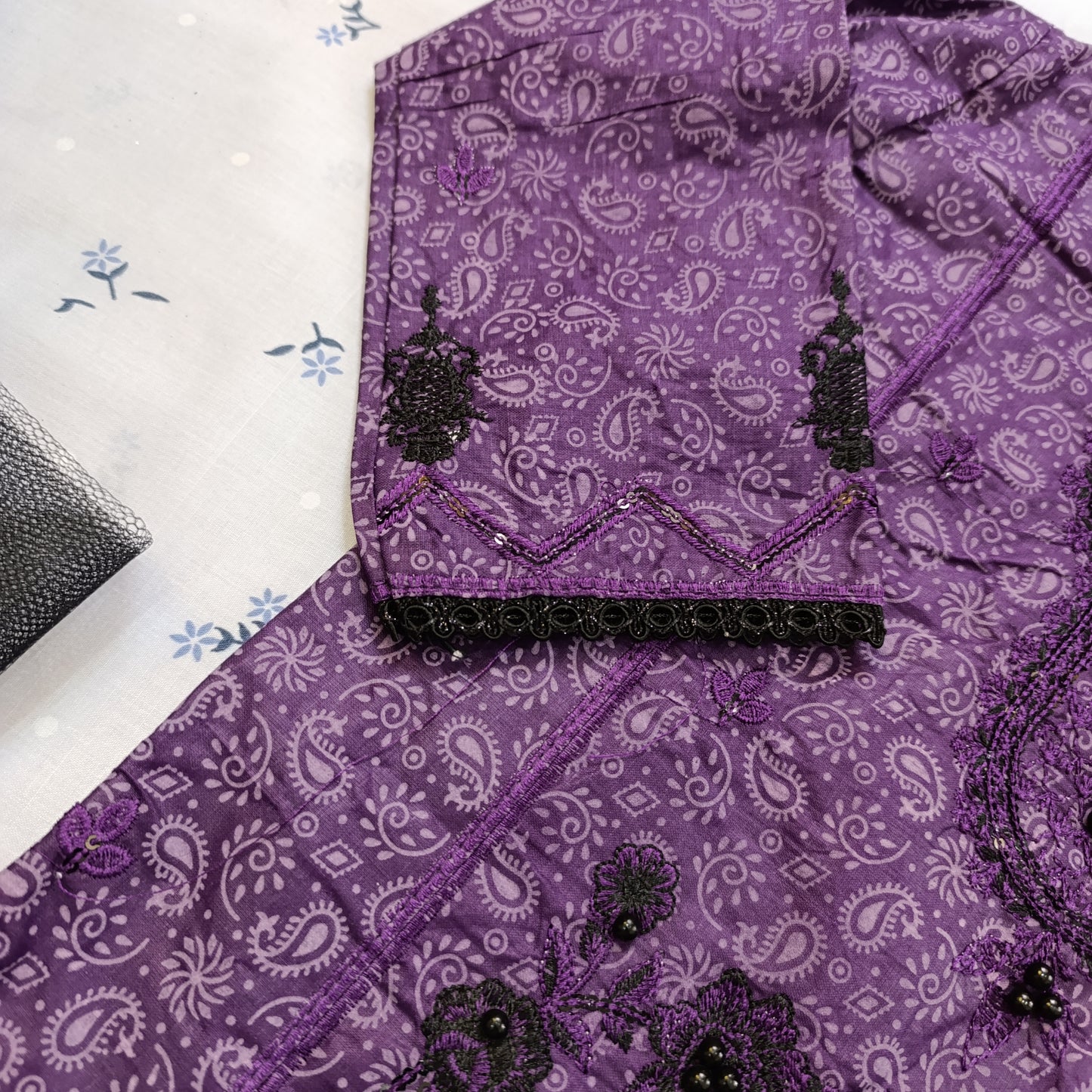 Elegant Purple Embroidered Cotton Salwar Suit Set for Girls – with Dupatta