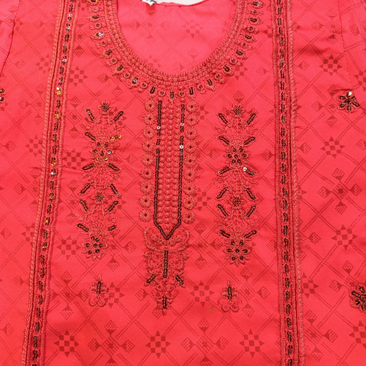 Radiant Red Embroidered Suit Set with Traditional Detailing