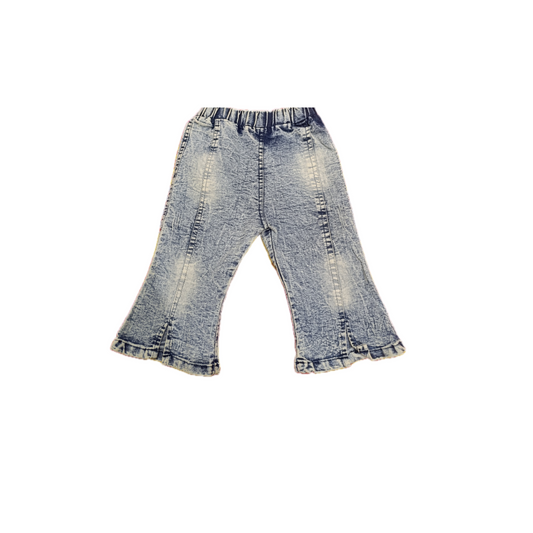 Girls’ 3-Piece Outfit Set – Striped Knit Cardigan, Fairy Print T-Shirt & Denim Flared Jeans