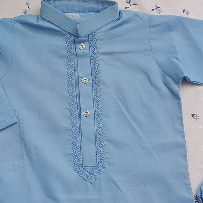 Boys' Traditional Wash & Wear Kurta Pajama – Sky Blue