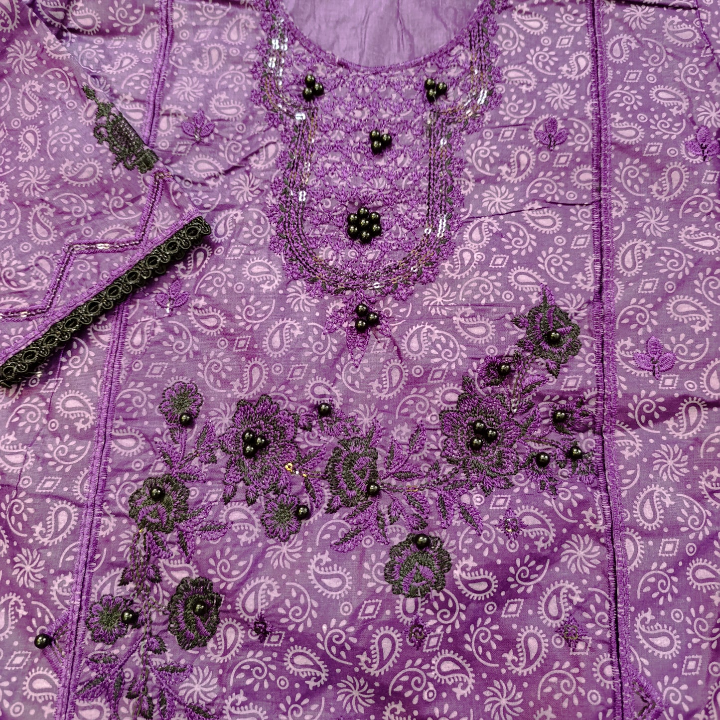 Elegant Purple Embroidered Cotton Salwar Suit Set for Girls – with Dupatta