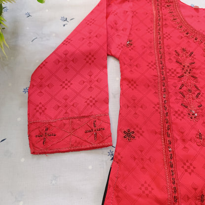 Radiant Red Embroidered Suit Set with Traditional Detailing