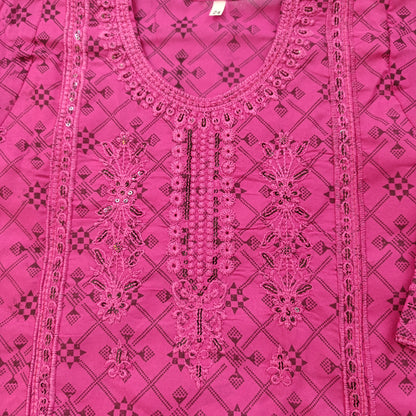 Elegant Deep Pink Embroidered Suit Set