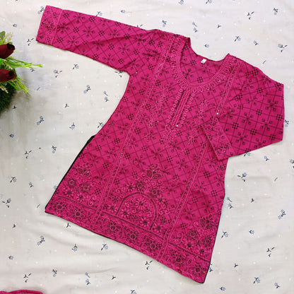 Elegant Deep Pink Embroidered Suit Set