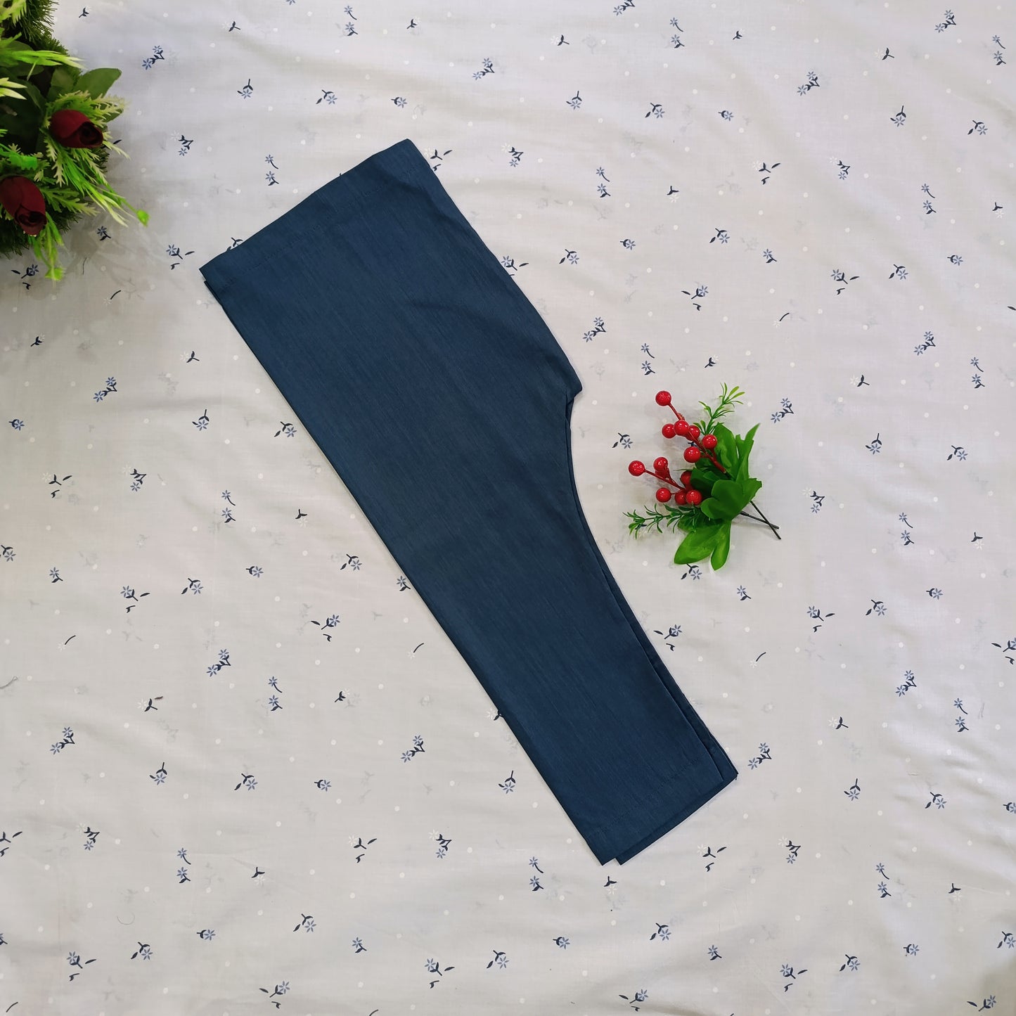 Slate blue Wash & Wear Kurta Pajama Set with Embroidered Waistcoat Detail