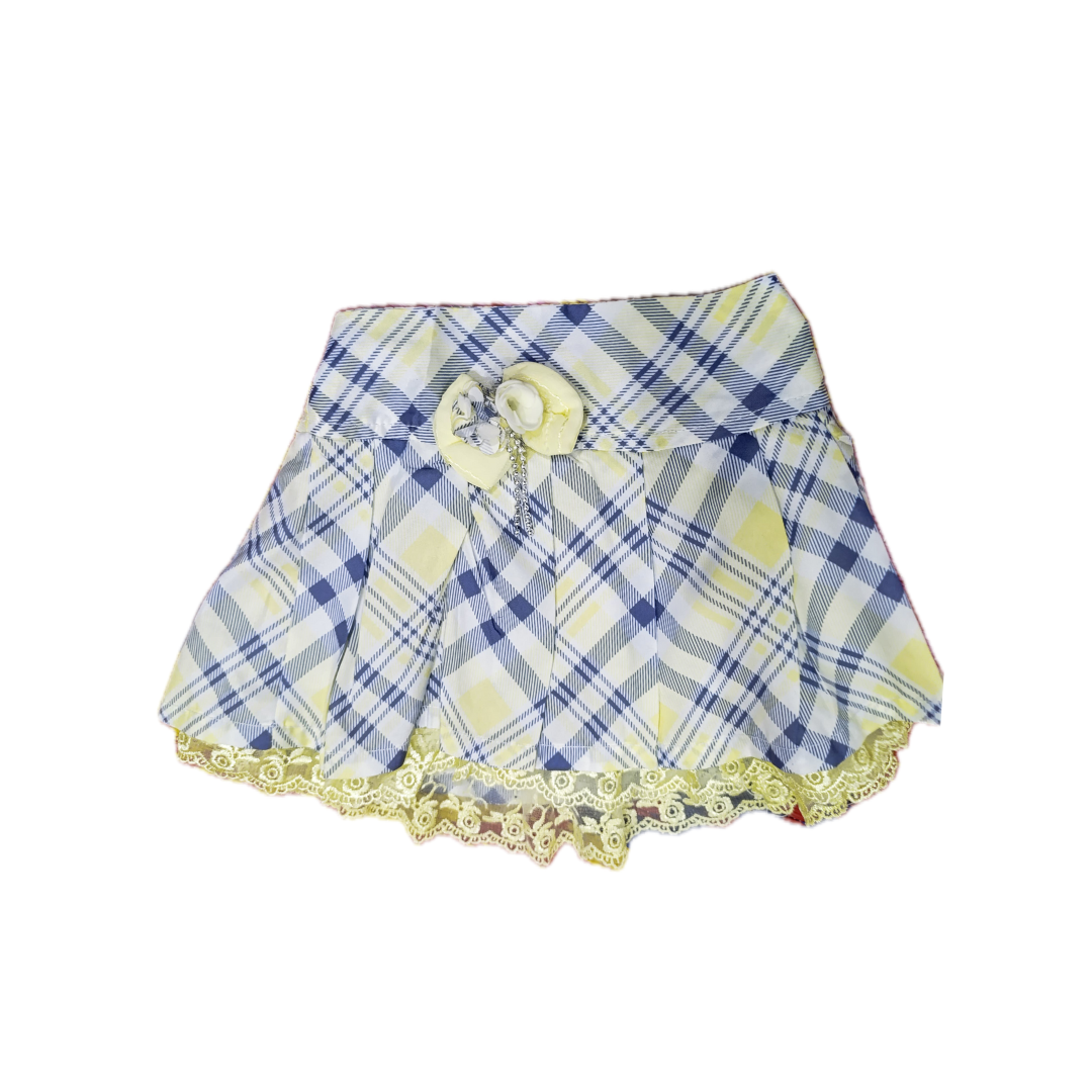 Elegant Girls’ 3-Piece Outfit – Sheer Puff Sleeve Top, Plaid Skirt & White Leggings