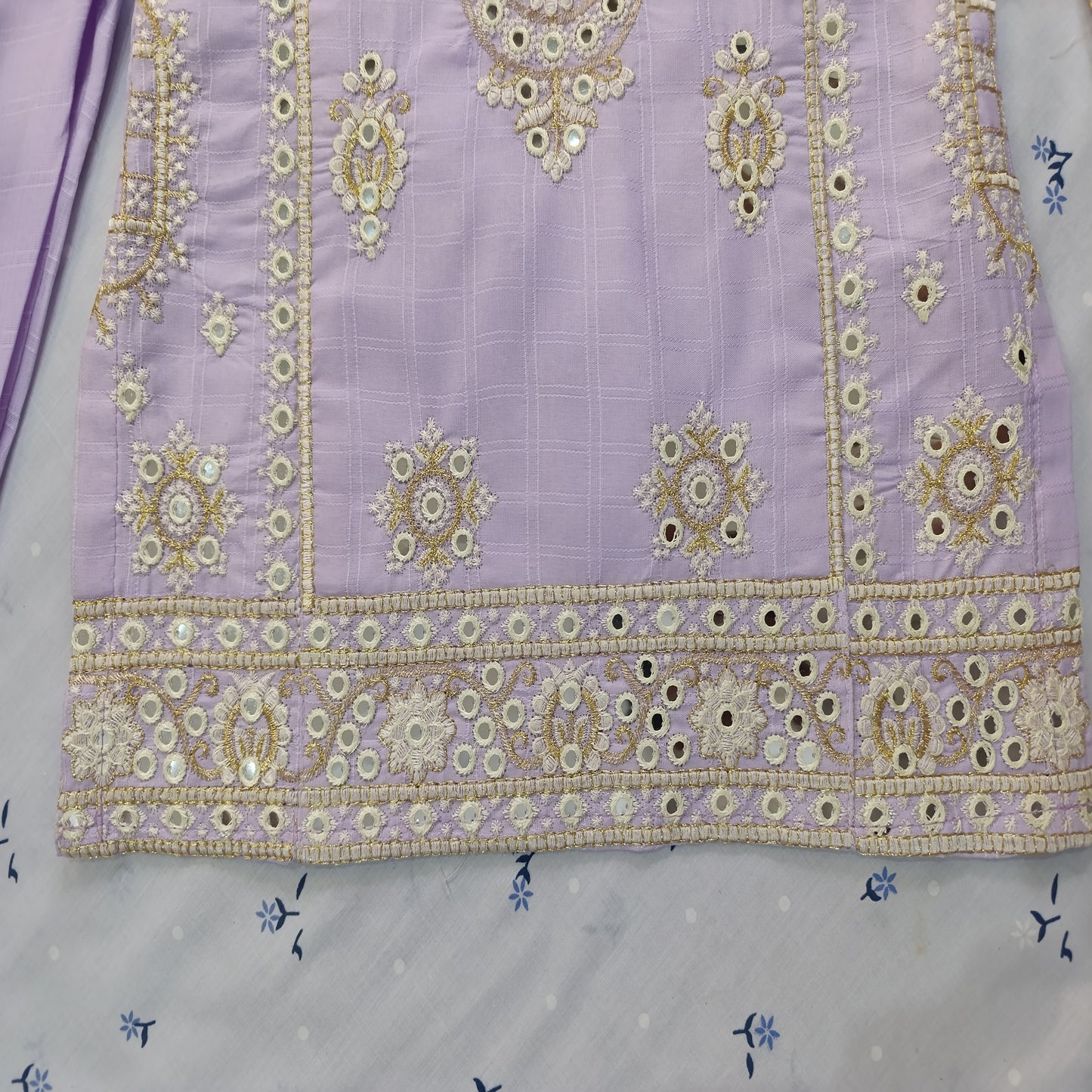 Embroidered Cotton Suit for Girls – Lavender Color