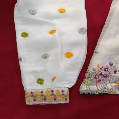 Girls' Festive Embroidered Net Dress – 2 Piece