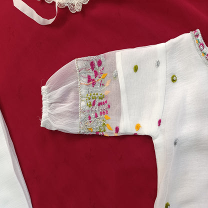 Girls' Festive Embroidered Net Dress – 2 Piece